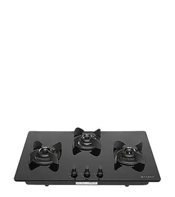 FABER Hob Ultima Plus  HT783 CRS BR CI AI – 3 Brass Burners with Toughened Black Glass Finish