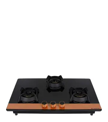 FABER Hob Utopia HT 783 BR CI - 3 Brass Burners with Toughened Black Glass Finish