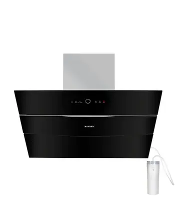FABER Hood Bolt FL SW SC BK 90 - Wall Mount Black Tempered Glass Finish Steam Auto Clean Chimney