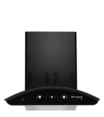 FABER Hood Premia 3D Plus IND HC SC BK 60 - Wall Mount Black Tempered Glass Gesture & Touch Control Baffle Filter Auto Clean Chimney