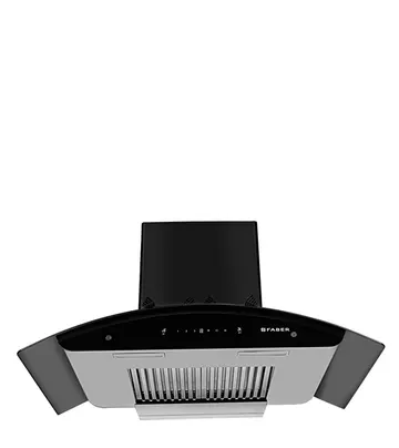 FABER Hood Premia 3D Plus IND HC SC BK 90 - Wall Mount Black Tempered Glass Gesture & Touch Control Baffle Filter Auto Clean Chimney