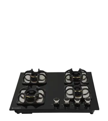 FABER Hob Imperia 604 BRB CI BK - 4 Burner with Toughened Black Glass Finish