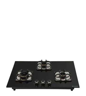 FABER Hob Imperia 783 BRB CI BK - 3 Burner with Toughened Black Glass Finish