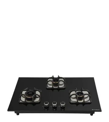 FABER Hob Imperia Plus 783 BRB CI BK - 3 Burner with Toughened Black Glass Finish