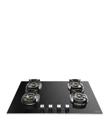 FABER Hob Nexus IND HT784 CRS BR CI AI - 4 Brass Burners with Toughened Black Glass Finish