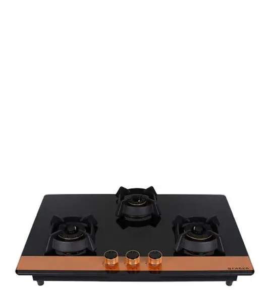 FABER Hob Utopia HT 783 BR CI - 3 Brass Burners with Toughened Black Glass Finish