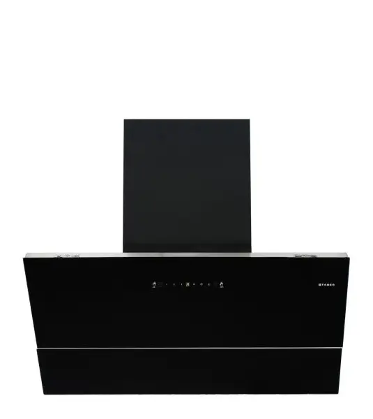 FABER Hood Apex FLHC SC BK 90 - Wall Mount Black Glass Finish Touch Control Filter Less Heat Auto Clean Chimney