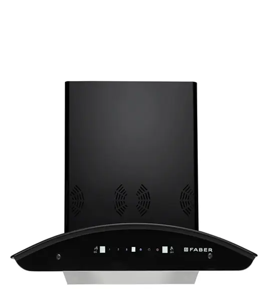 FABER Hood Premia 3D Plus IND HC SC BK 60 - Wall Mount Black Tempered Glass Gesture & Touch Control Baffle Filter Auto Clean Chimney