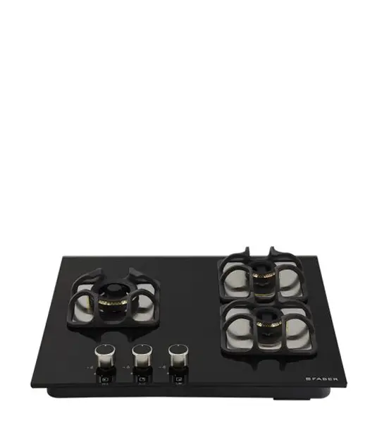 FABER Hob Imperia 603 BRB CI BK - 3 Burner with Toughened Black Glass Finish