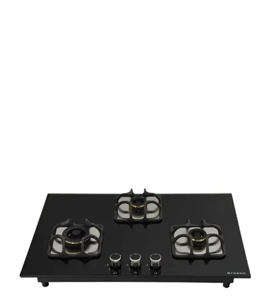 FABER Hob Imperia 783 BRB CI BK - 3 Burner with Toughened Black Glass Finish