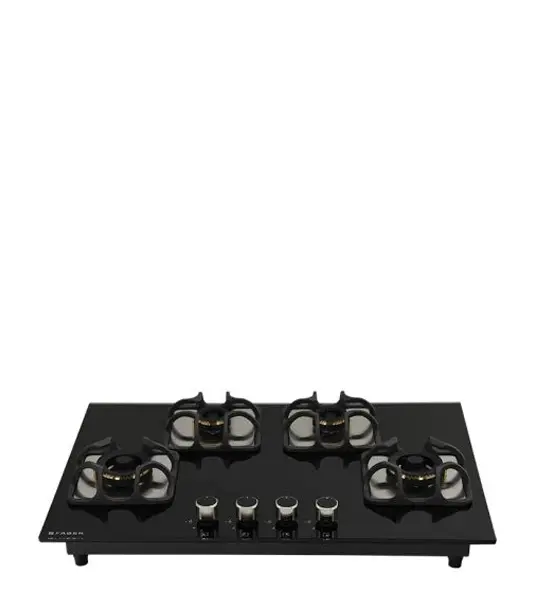 FABER Hob Imperia 784 BRB CI BK - 4 Burner with Toughened Black Glass Finish
