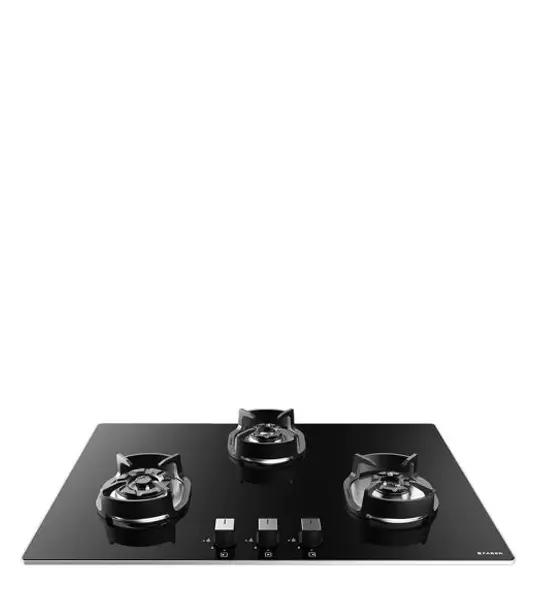 FABER Hob Nexus IND HT783 CRS BR CI AI - 3 Brass Burners with Toughened Black Glass Finish