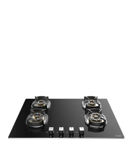 FABER Hob Nexus IND HT784 CRS BR CI AI - 4 Brass Burners with Toughened Black Glass Finish
