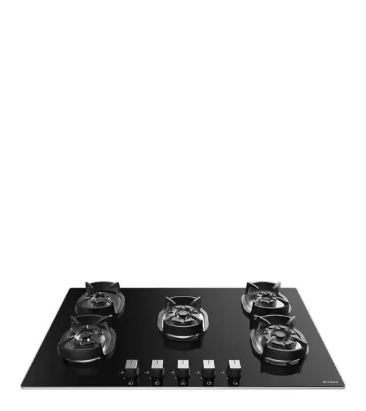 FABER Hob Nexus IND HT905 CRS BR CI AI - 5 Brass Burners with Toughened Black Glass Finish