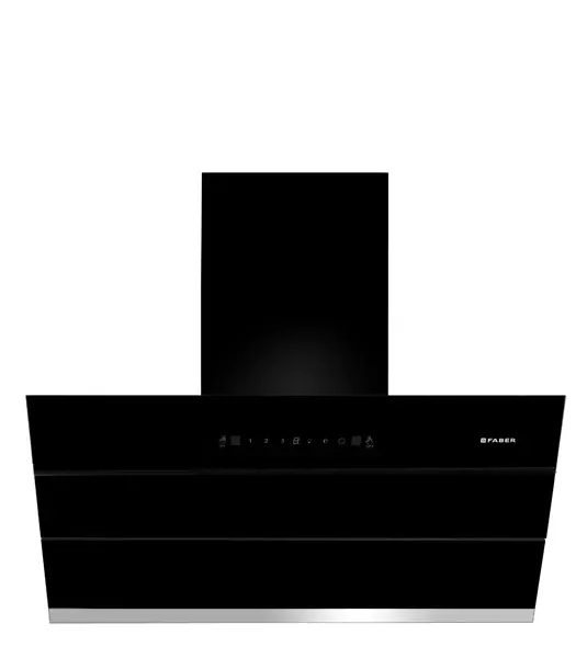 FABER Hood Zenith FL SC AC BK 90 - Wall Mount Black Tempered Glass Finish Gesture Control Filter Less Heat Auto Clean Chimney