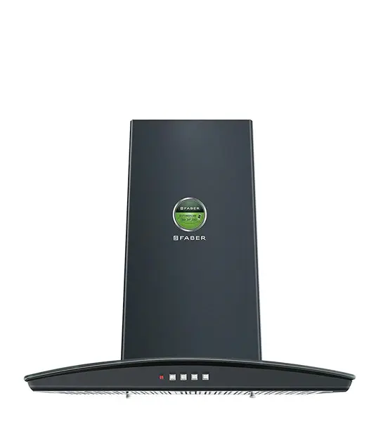 FABER Hood Tratto Plus BK LTW 60 - Wall Mount Black Push Button Control 3 Layer Baffle Filter Chimney