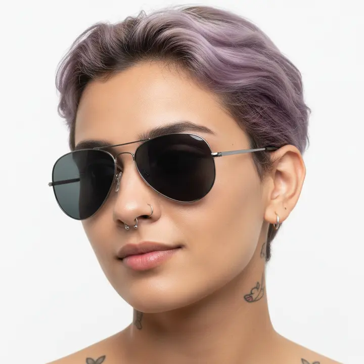 Aviator Black Metal Sunglass