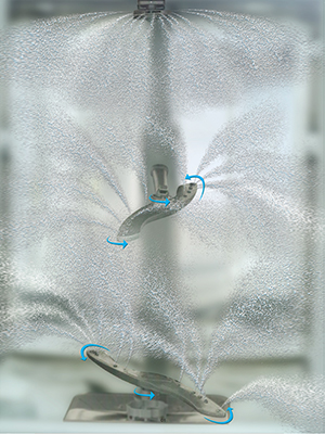 Breakthrough innovation of 3D wash technology. It uses three spray arms to maximize water spray to all corners of the dishwasher and saves up to 15% time. The end results are: Faster, Quieter, Exceptional cleaning