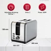 Hafele Amber Electric Toaster grey 2 slot feature and dimension