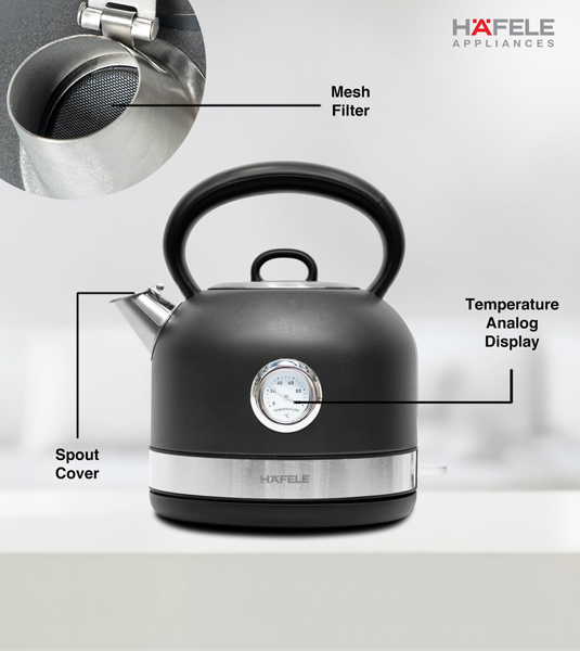 Hafele Dome Plus 1.7L Stainless Steel Electric Kettle - Grey featues