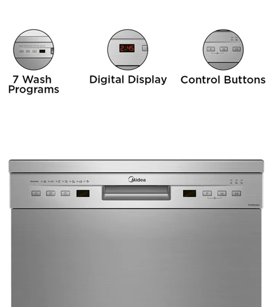 Midea WQP8-3802D Countertop Dishwasher – Controls